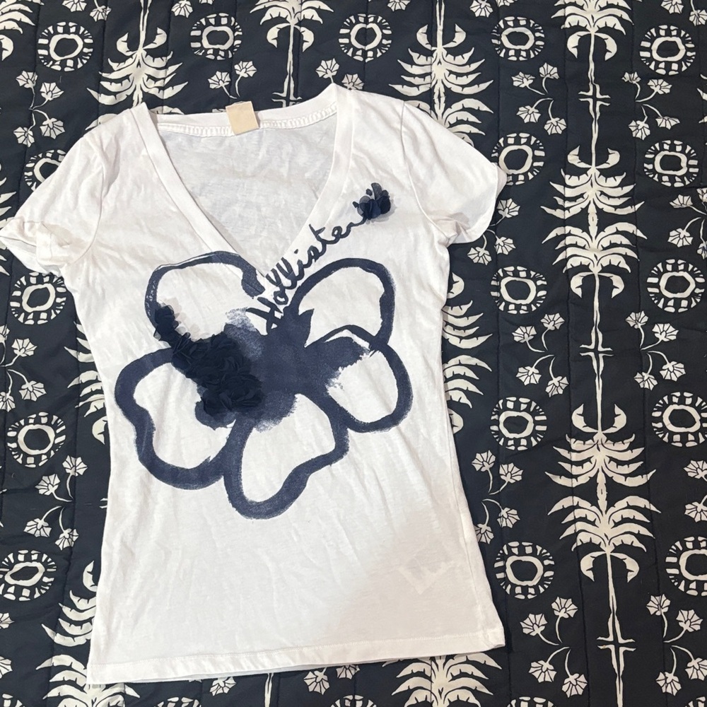 White and Blue Hollister Women's Top